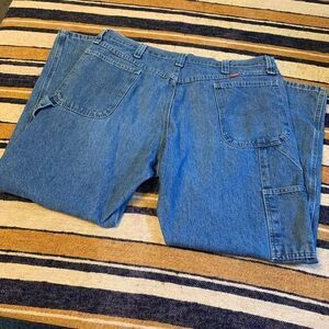 Wrangler Mens‎ Carpenter Jeans Blue Denim Size 40x30 Distressed Hem Workwear